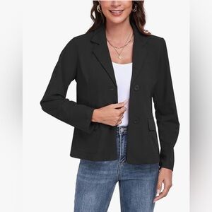 NEW MINTLIMIT Long Sleeve Notched Lapel Button Front Career Pockets Blazer L